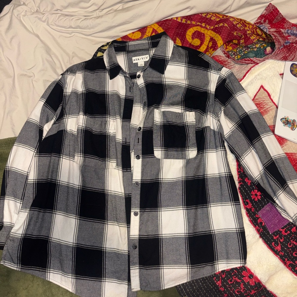 Ava & Viv Monochrome Plaid Shirt